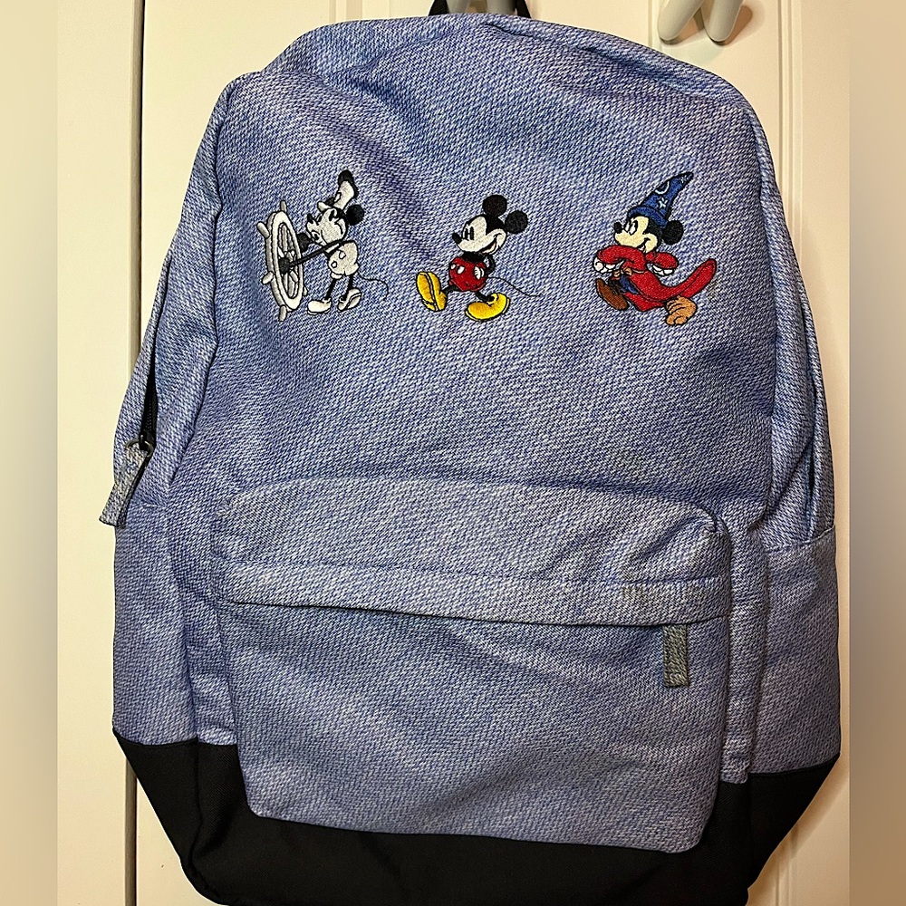 COPY - COPY - Mickey Mouse Disney two pocket blue jean backpack medium size bac…